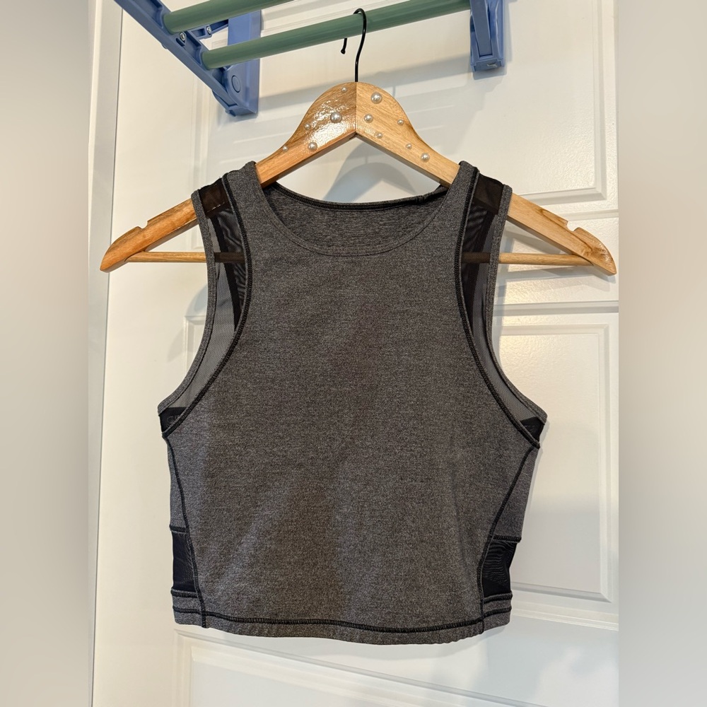 Lululemon Gray and Black Mesh Crop Top